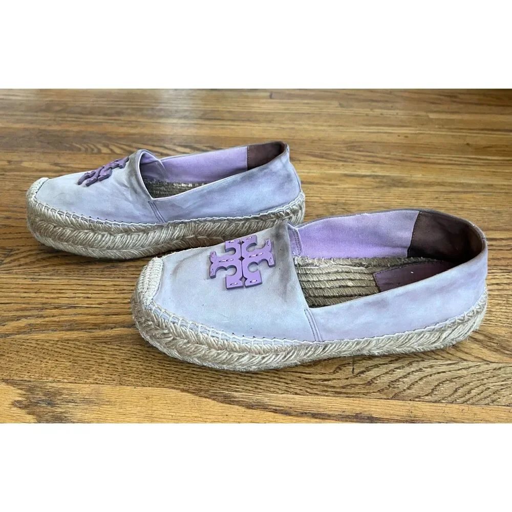 Tory Burch Lilac Platform Espidrille Slip On Shoes Sandals  Women's Size 8.5